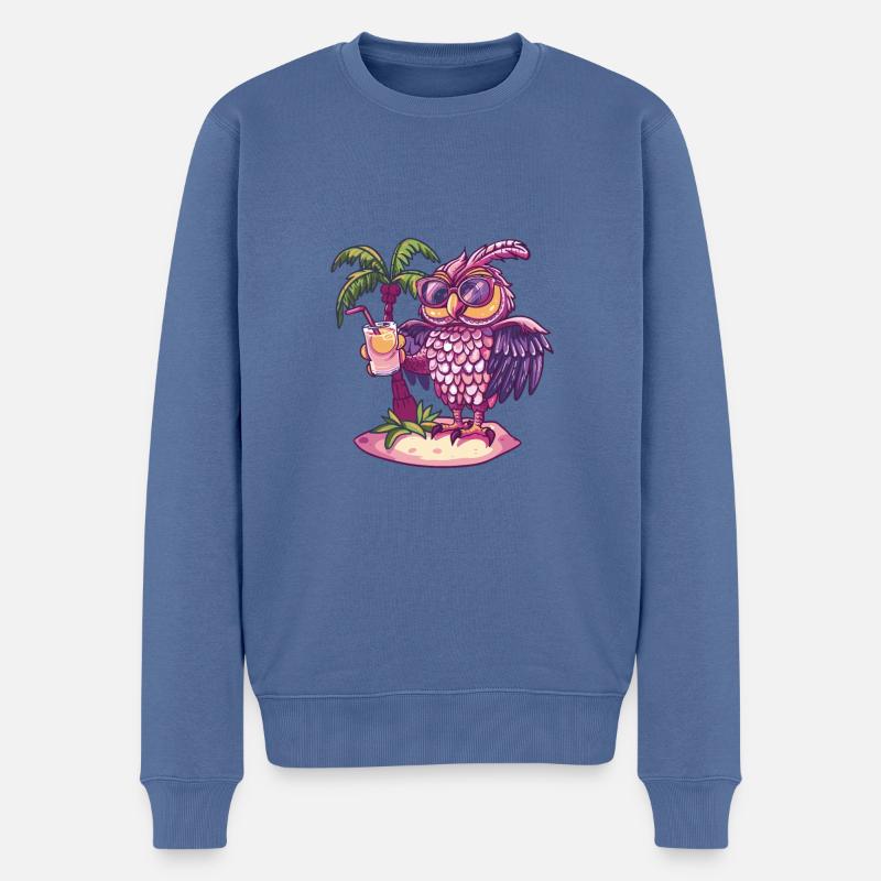 Eule Insel Sommer Palme - Männer Premium Bio Pullover - Taubenblau