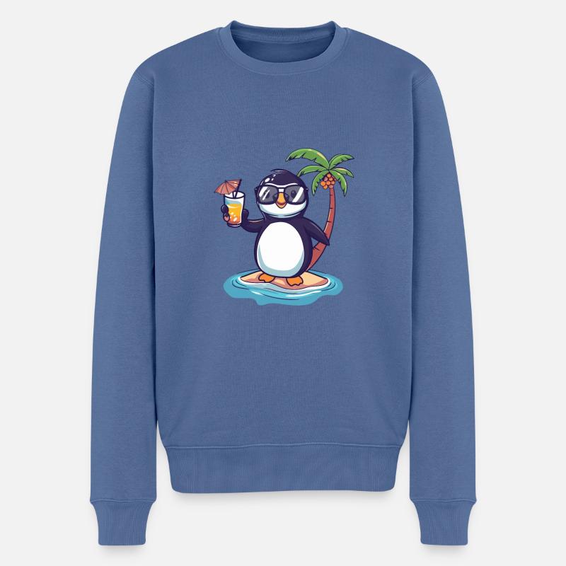 Palmier d’été de l’île des pingouins - Pull Premium bio Homme - bleu pigeon