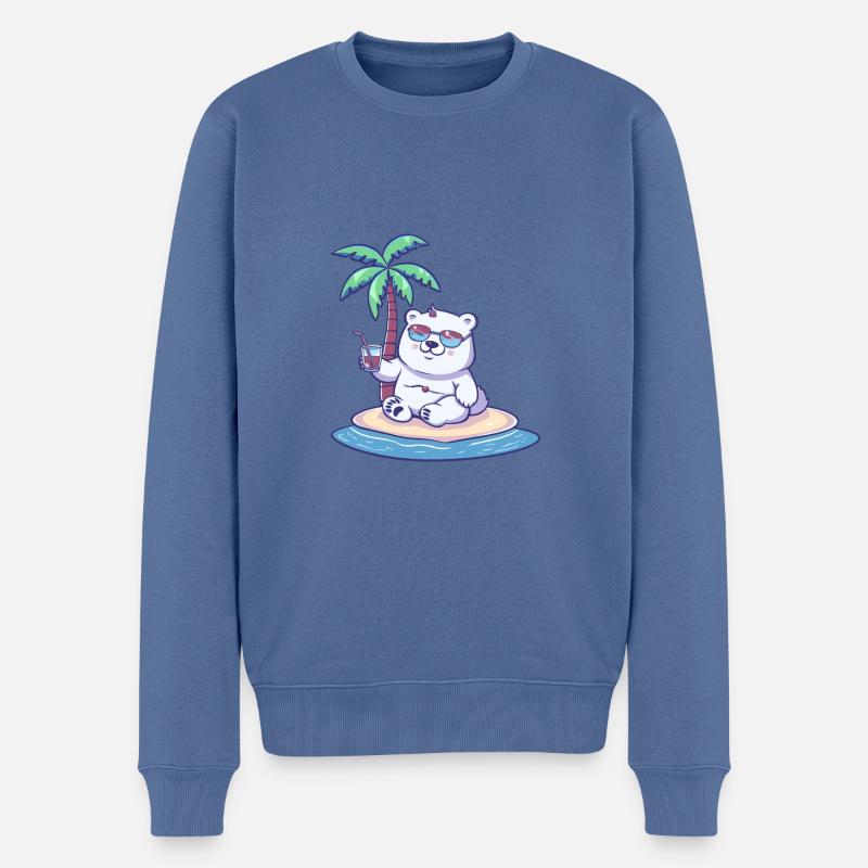 Eisbär Sommer Urlaub - Männer Premium Bio Pullover - Taubenblau