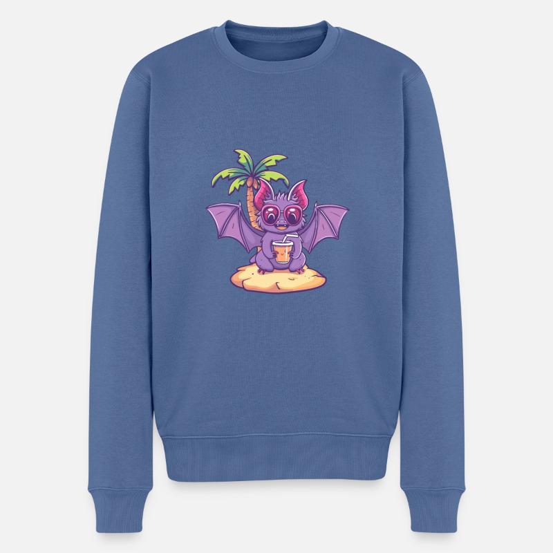 Fledermaus Sommer Urlaub - Männer Premium Bio Pullover - Taubenblau