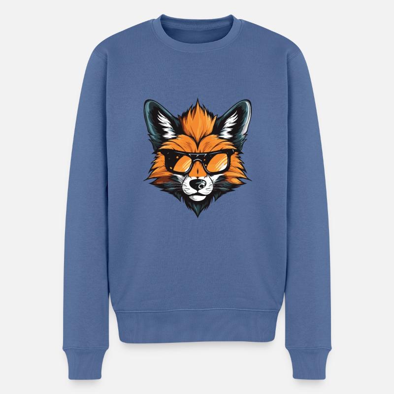 Tête de renard Cool - Pull Premium bio Homme - bleu pigeon