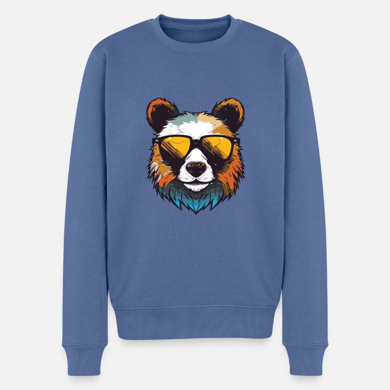 Tête de Panda Cool - Pull Premium bio Homme - bleu pigeon