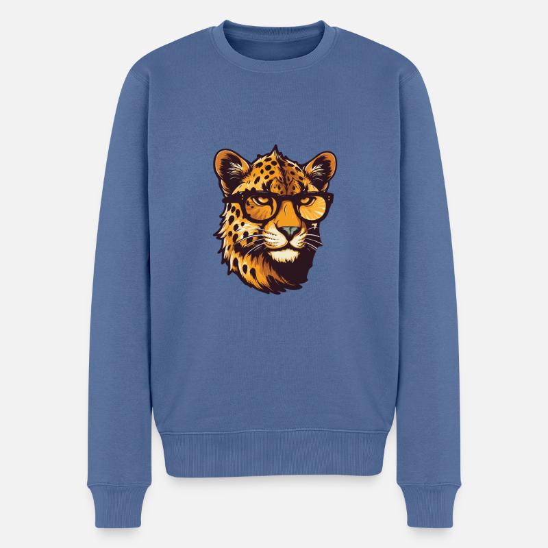 Tête de guépard Cool - Pull Premium bio Homme - bleu pigeon