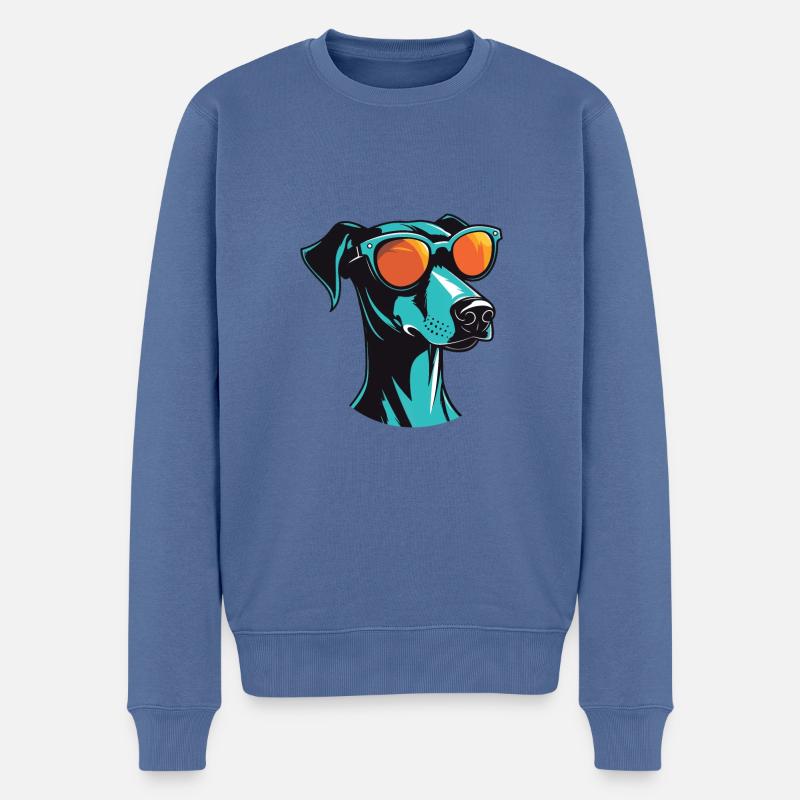 Greyhound Hund Kopf Cool - Männer Premium Bio Pullover - Taubenblau