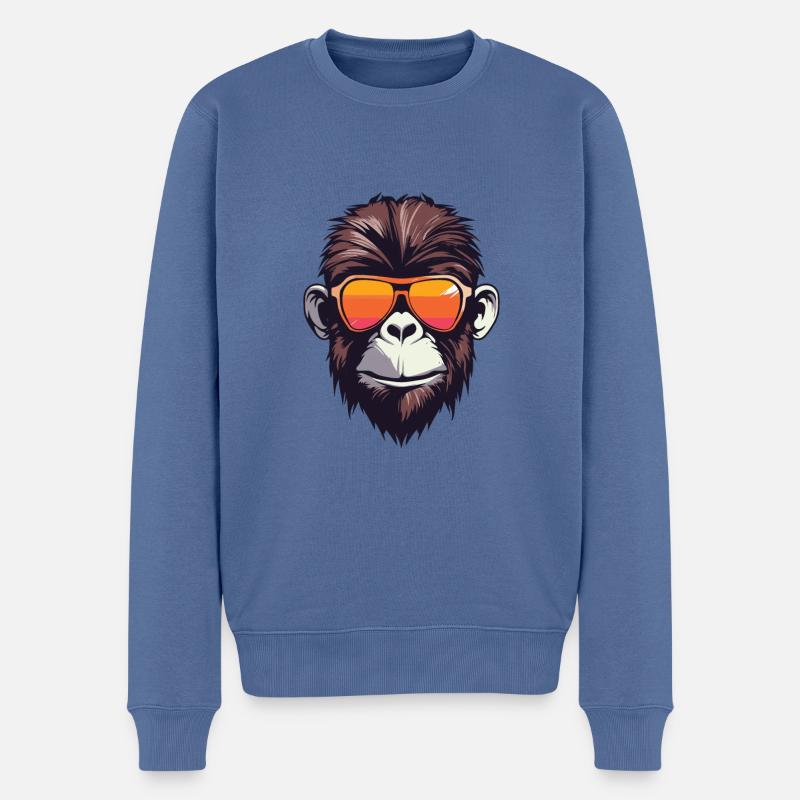 Affe Cool Kopf Party - Männer Premium Bio Pullover - Taubenblau