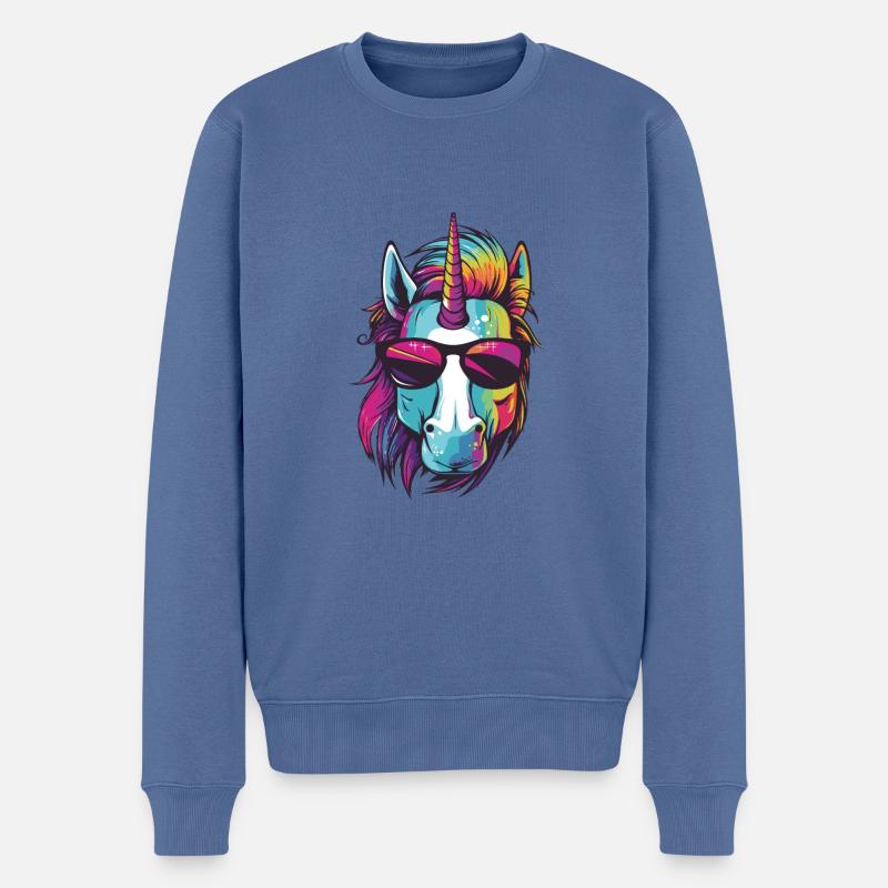 Einhorn Kopf - Männer Premium Bio Pullover - Taubenblau