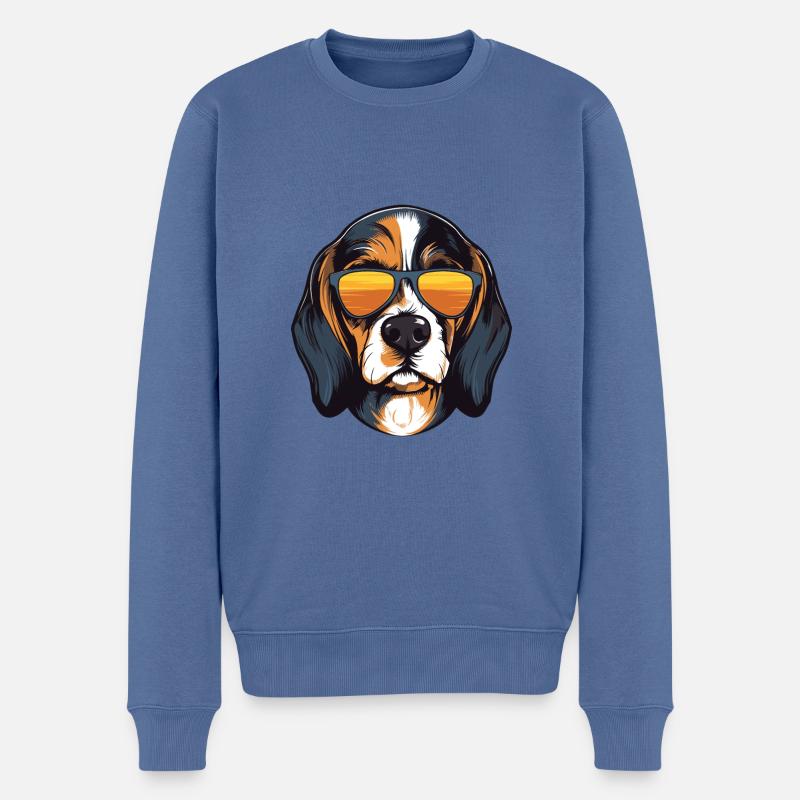 Beagle Dog Cool Head Party - Pull Premium bio Homme - bleu pigeon
