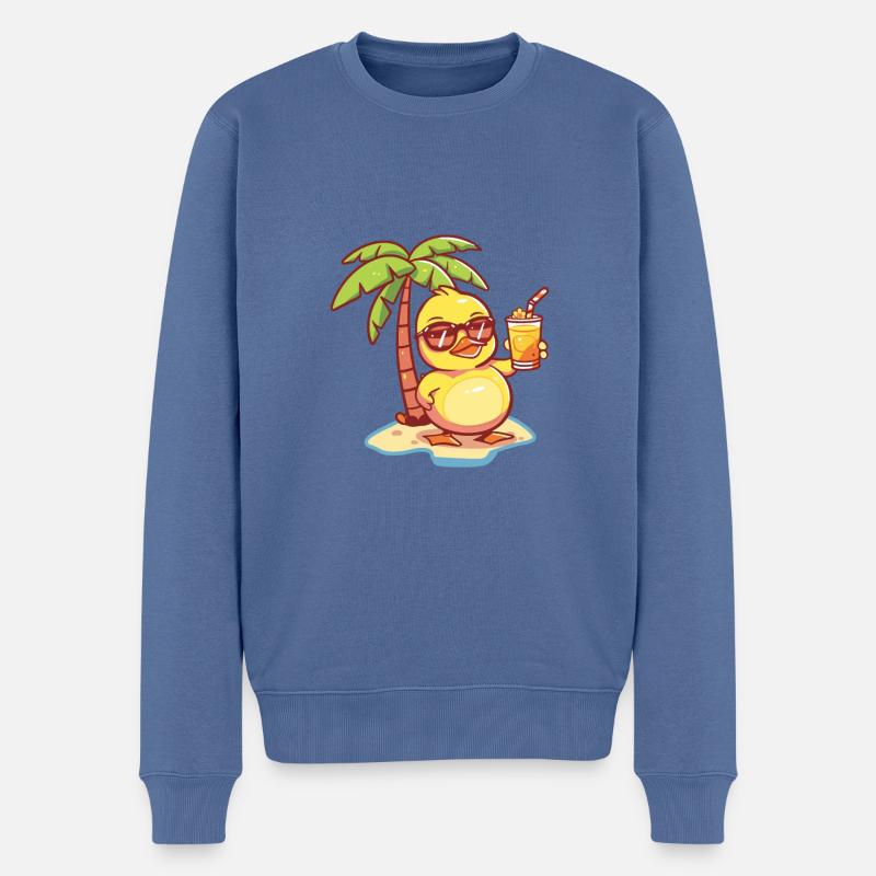 Ente Sommer Strand Comic - Männer Premium Bio Pullover - Taubenblau