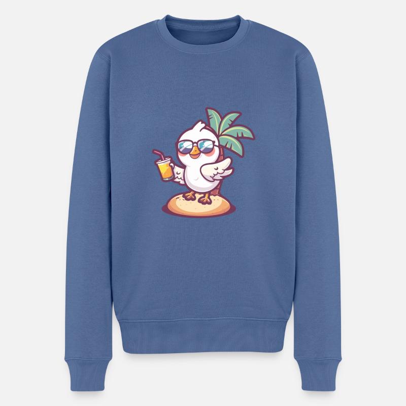 Taube Vogel Sommer Strand Comic - Männer Premium Bio Pullover - Taubenblau