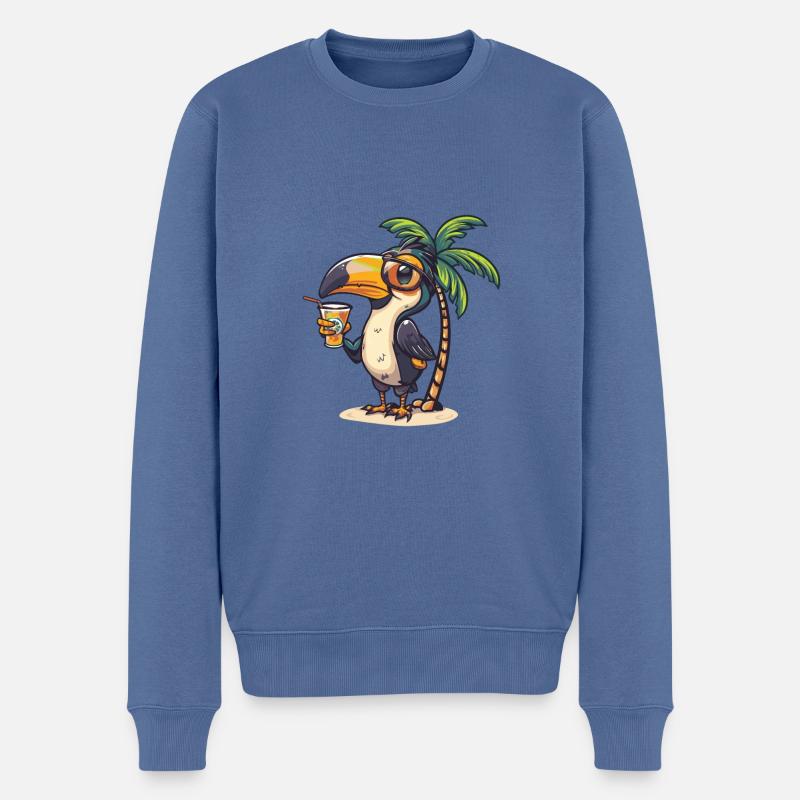Tukan Vogel Sommer Strand Comic - Männer Premium Bio Pullover - Taubenblau
