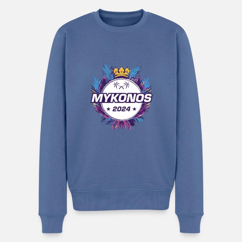Mykonos 2024 - Männer Premium Bio Pullover - Taubenblau