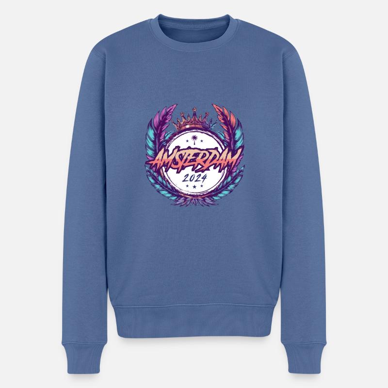 Amsterdam 2024 Wappen - Männer Premium Bio Pullover - Taubenblau