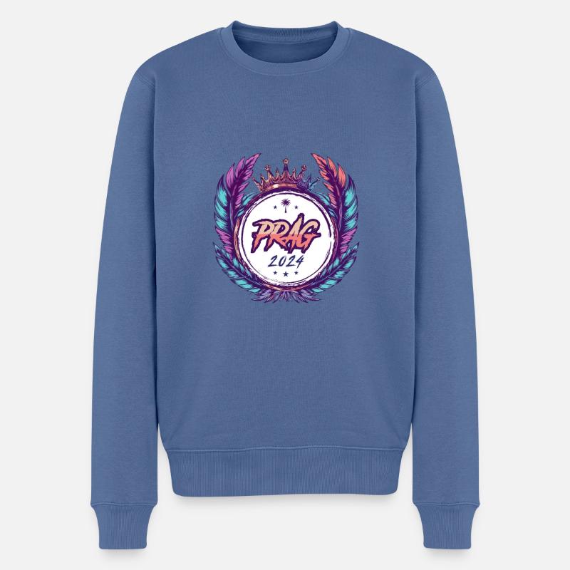Armoiries de Prague 2024 - Pull Premium bio Homme - bleu pigeon