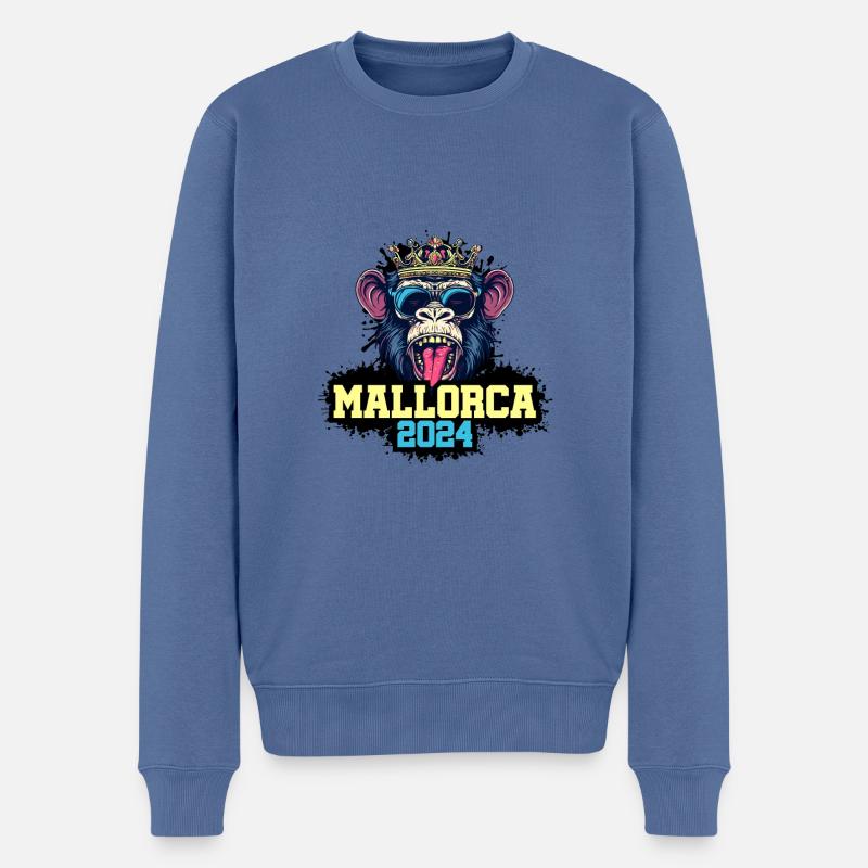Majorque 2024 Singe - Pull Premium bio Homme - bleu pigeon
