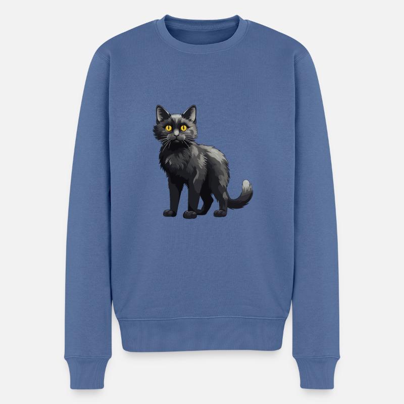 Katze Symbol Tier - Männer Premium Bio Pullover - Taubenblau