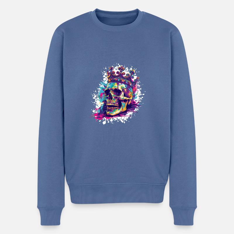 König Skelett Krone - Männer Premium Bio Pullover - Taubenblau