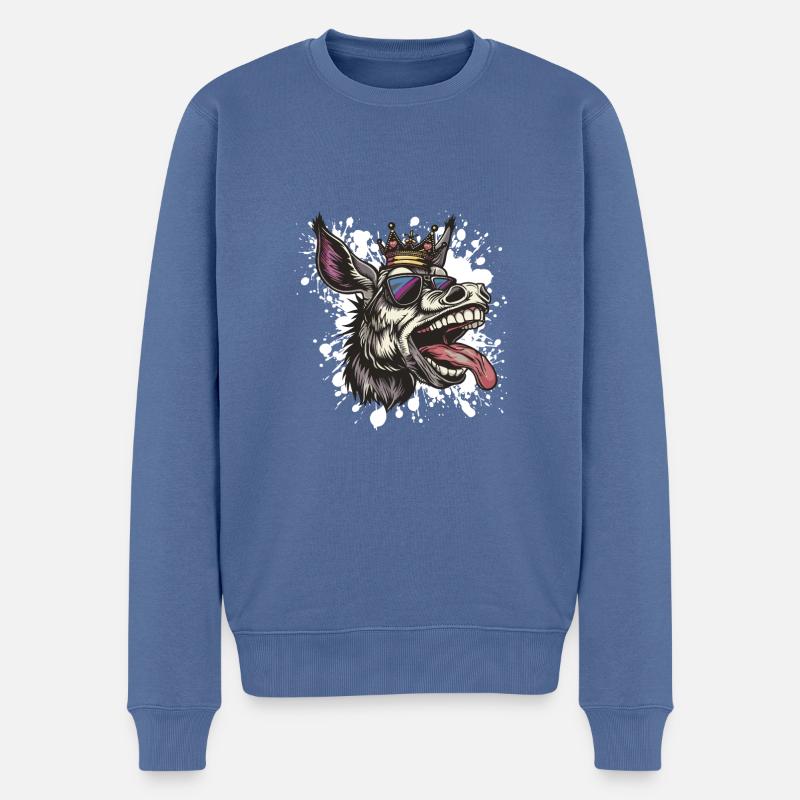 Esel Comic Lustig Party - Männer Premium Bio Pullover - Taubenblau