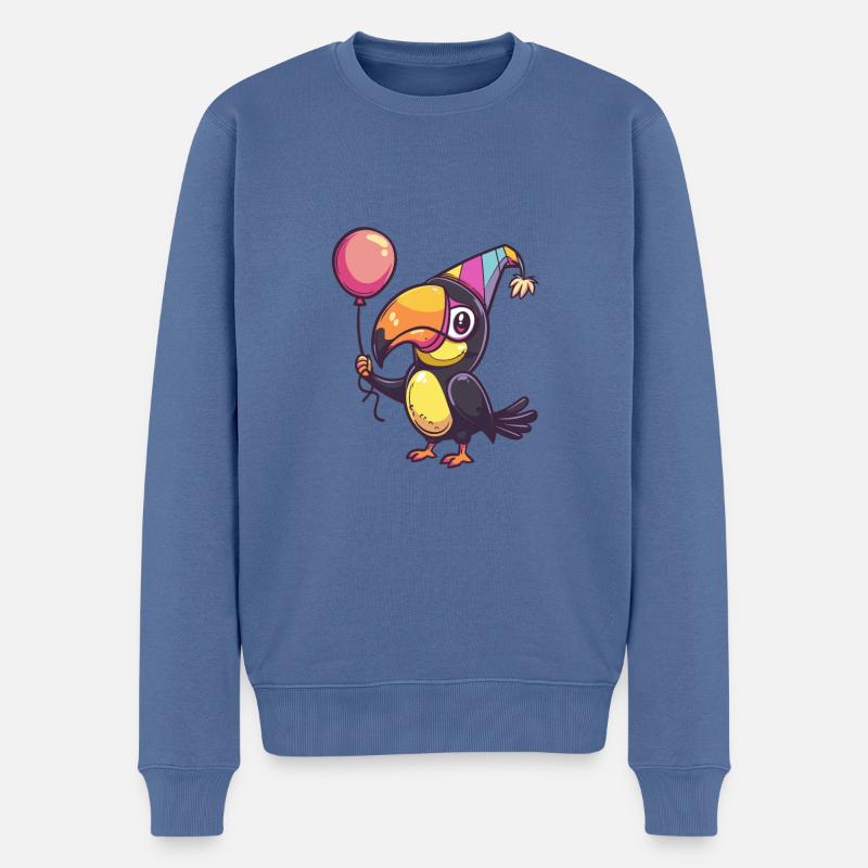 Toucan oiseau anniversaire bande dessinée - Pull Premium bio Homme - bleu pigeon