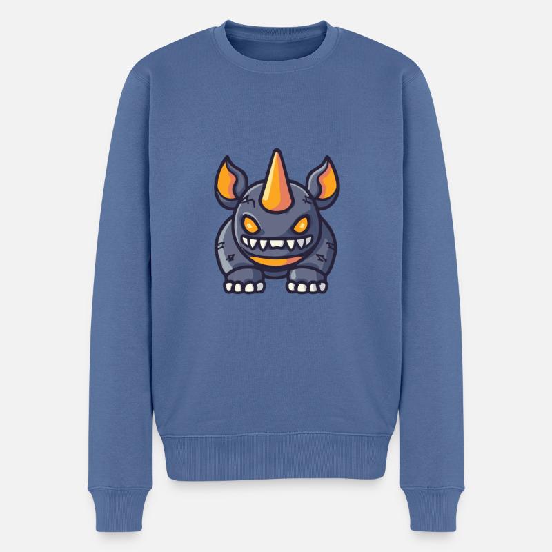 Rhinocéros Halloween Animal - Pull Premium bio Homme - bleu pigeon
