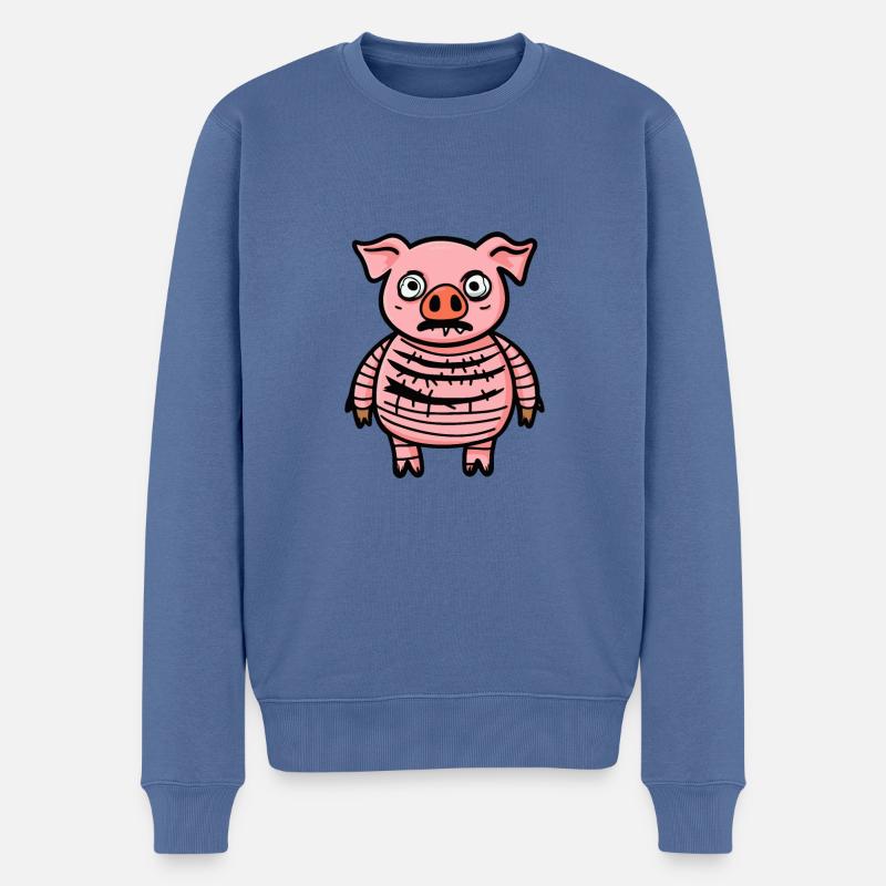 Schwein Halloween Tier - Männer Premium Bio Pullover - Taubenblau