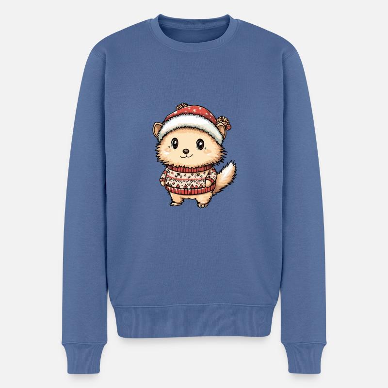 Hérisson Noël Bande dessinée - Pull Premium bio Homme - bleu pigeon