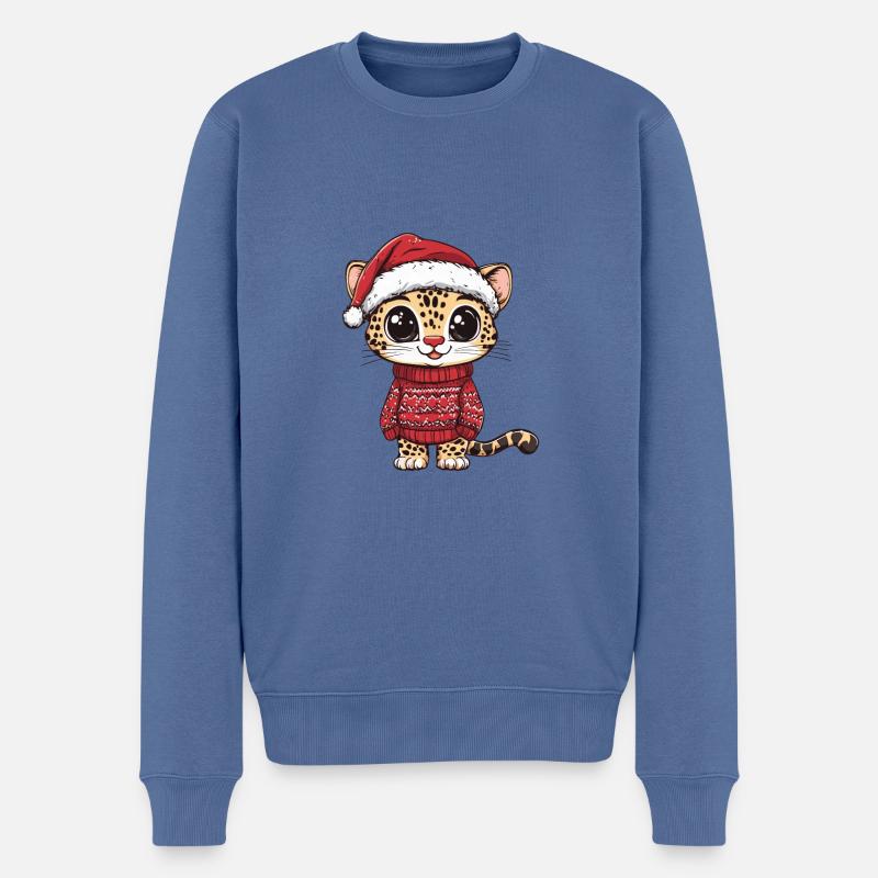 Bande dessinée de Noël léopard - Pull Premium bio Homme - bleu pigeon