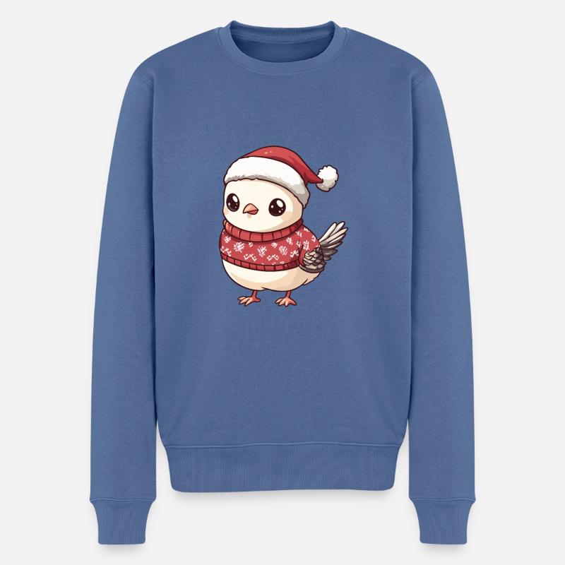 Taube Vogel Weihnachten Comic - Männer Premium Bio Pullover - Taubenblau