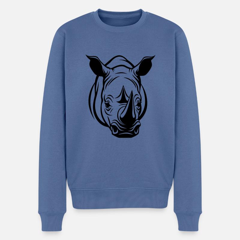 Nashorn Kopf - Männer Premium Bio Pullover - Taubenblau