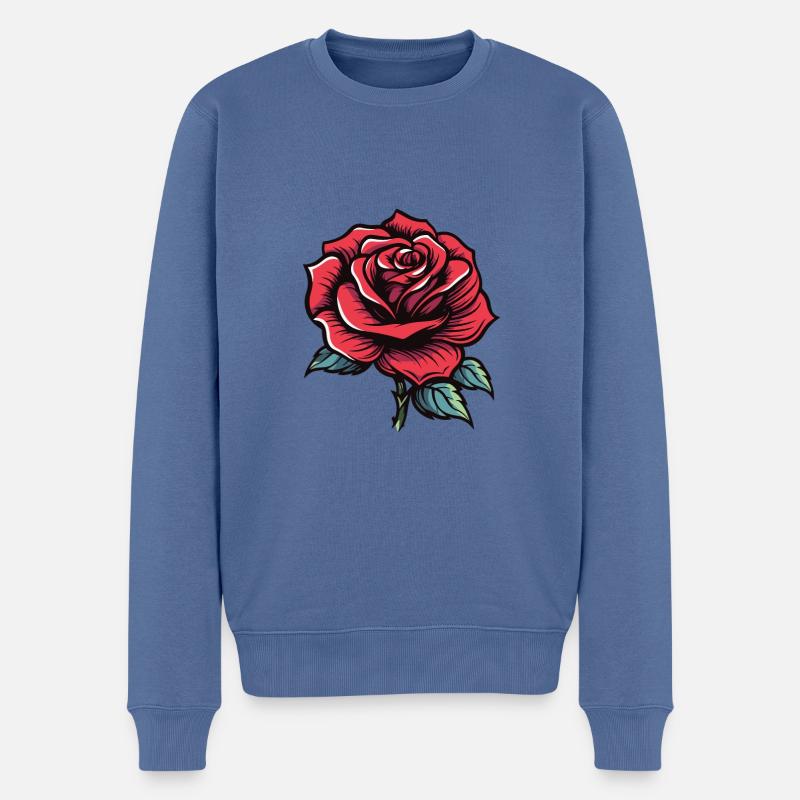 Rose Liebe - Männer Premium Bio Pullover - Taubenblau