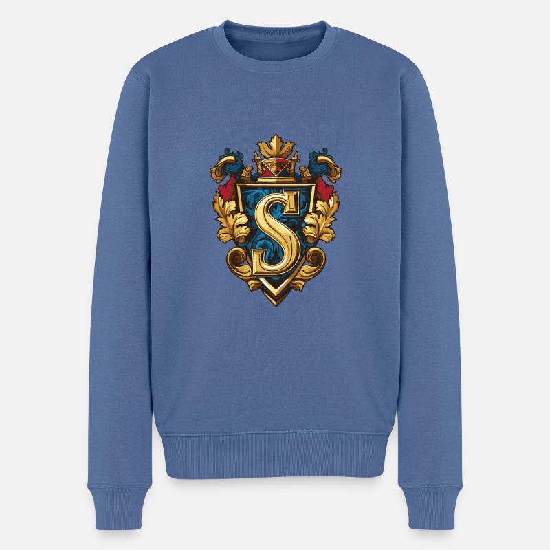 S Buchstabe Logo Krone - Männer Premium Bio Pullover - Taubenblau