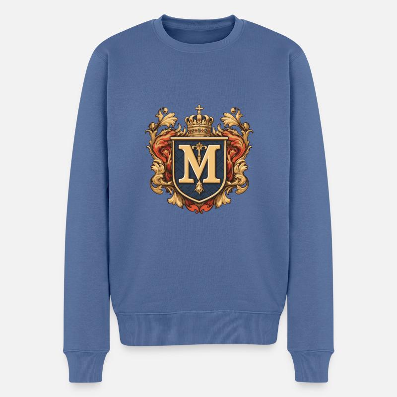 M Buchstabe Logo Krone - Männer Premium Bio Pullover - Taubenblau