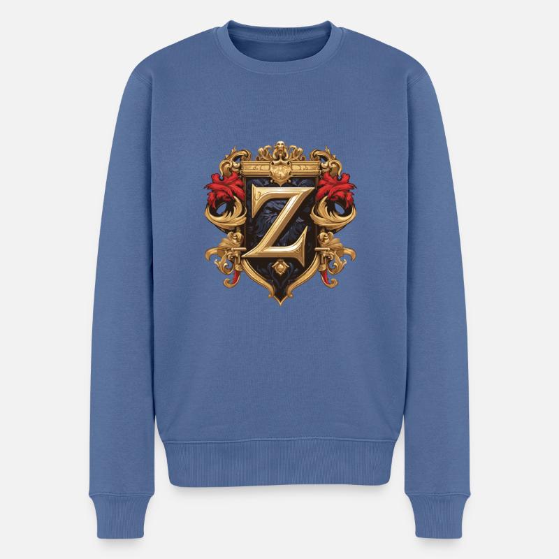 Z Buchstabe Logo Krone - Männer Premium Bio Pullover - Taubenblau