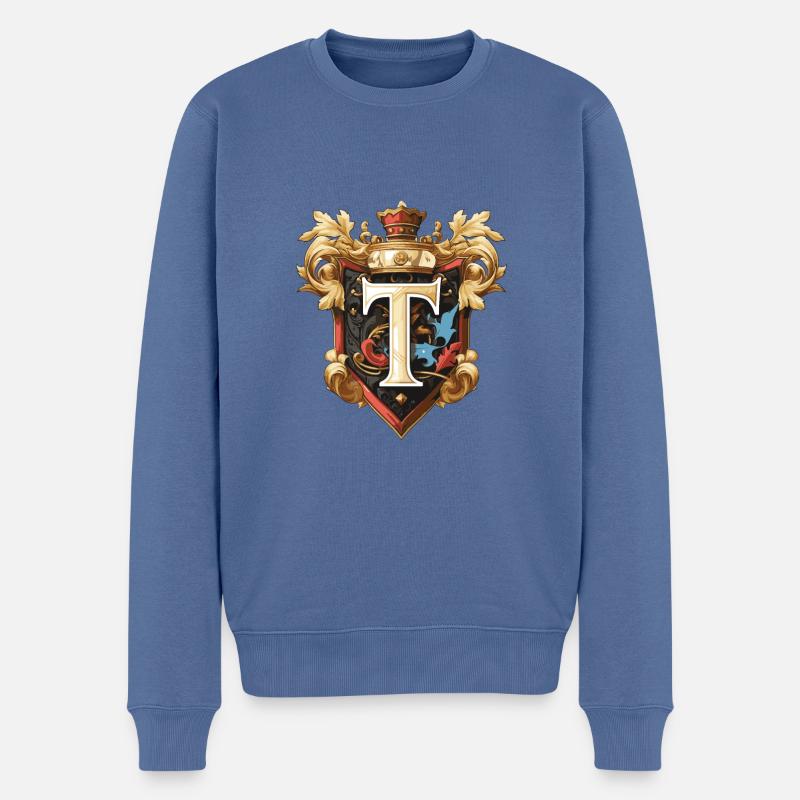 T Buchstabe Logo Krone - Männer Premium Bio Pullover - Taubenblau