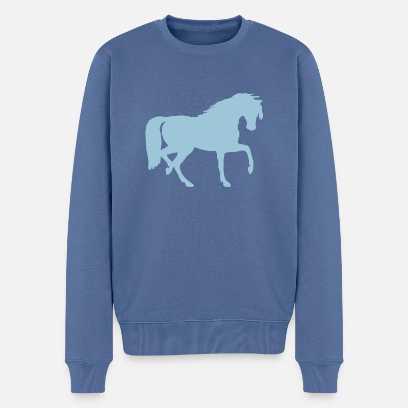 Cheval - Pull Premium bio Homme - bleu pigeon