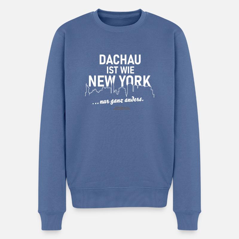 Dachau - Männer Premium Bio Pullover - Taubenblau