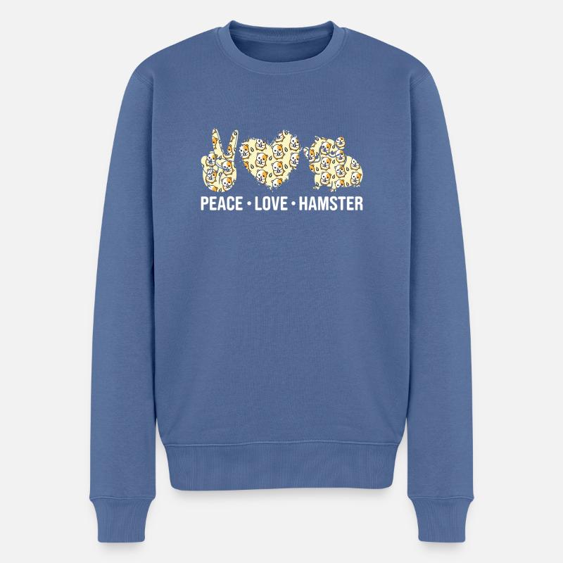 Frieden Liebe Hamster - Männer Premium Bio Pullover - Taubenblau