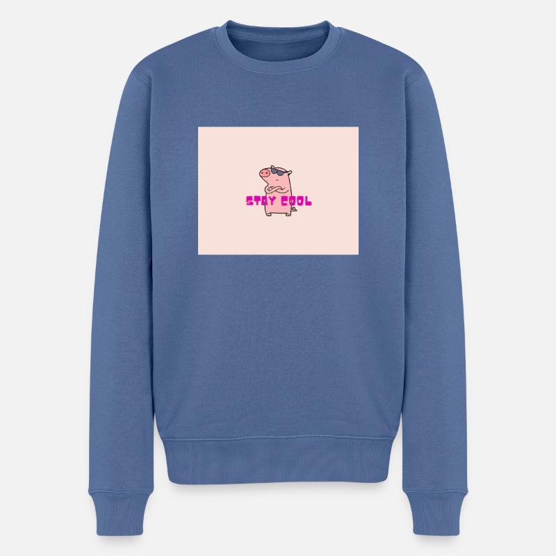 Stay Cool Pig - Männer Premium Bio Pullover - Taubenblau