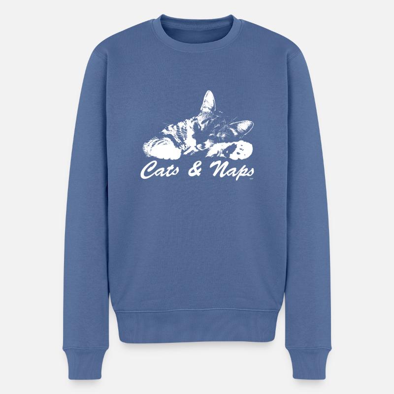Cats & Naps - Pull Premium bio Homme - bleu pigeon