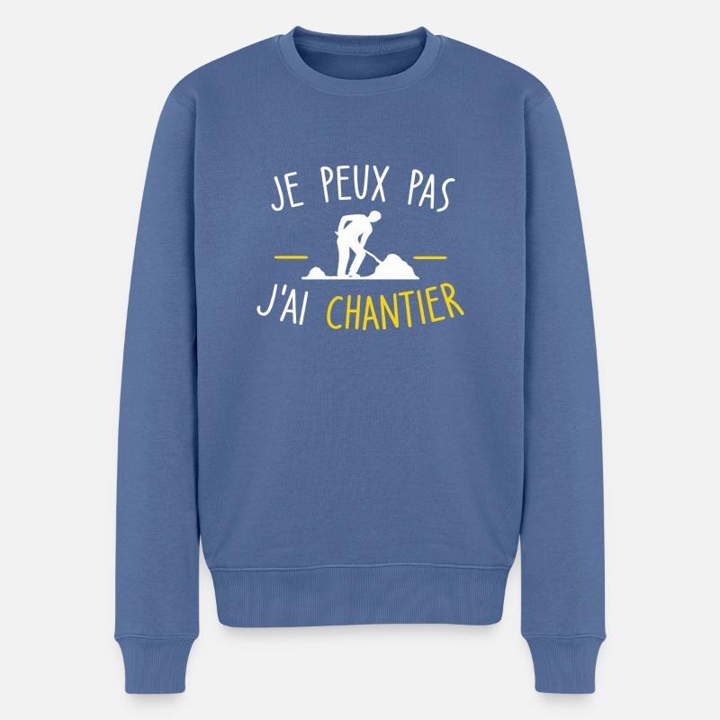 je peux pas j'ai chantier - Pull Premium bio Homme - bleu pigeon