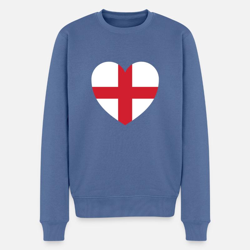 Herz von England - Männer Premium Bio Pullover - Taubenblau