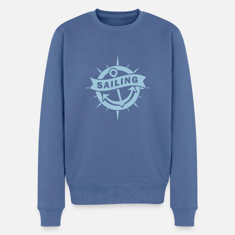 Anker - Segeln - Sailing 1farbig - Männer Premium Bio Pullover - Taubenblau