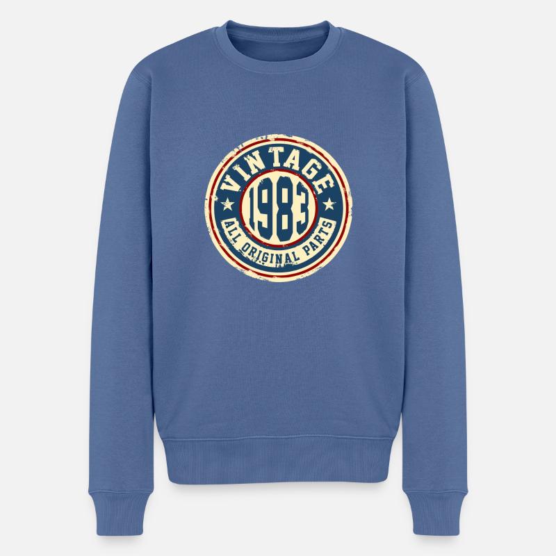Vintage 1983 - Männer Premium Bio Pullover - Taubenblau