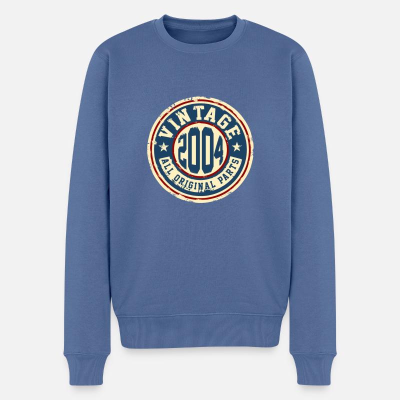 Vintage 2004 - Männer Premium Bio Pullover - Taubenblau