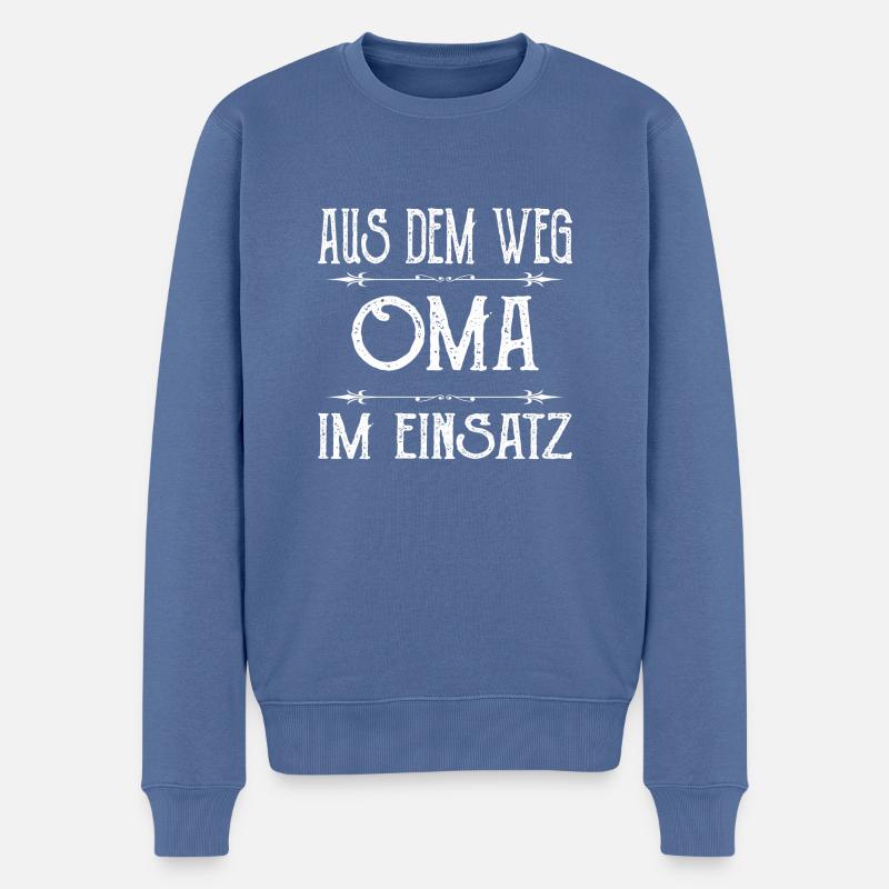 Aus dem Weg Oma Einsatz - Männer Premium Bio Pullover - Taubenblau