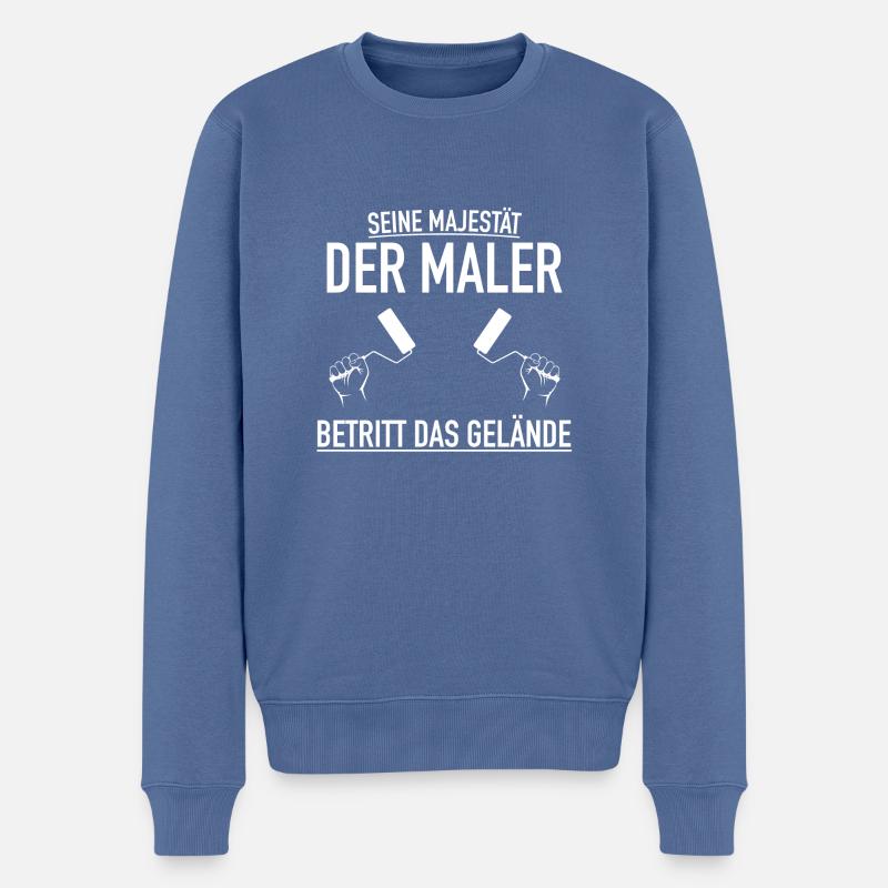 MALER MAJESTÄT - Männer Premium Bio Pullover - Taubenblau