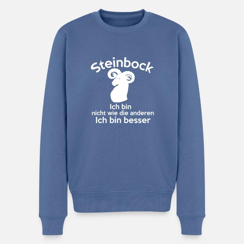Steinbock Sternzeichen - Männer Premium Bio Pullover - Taubenblau