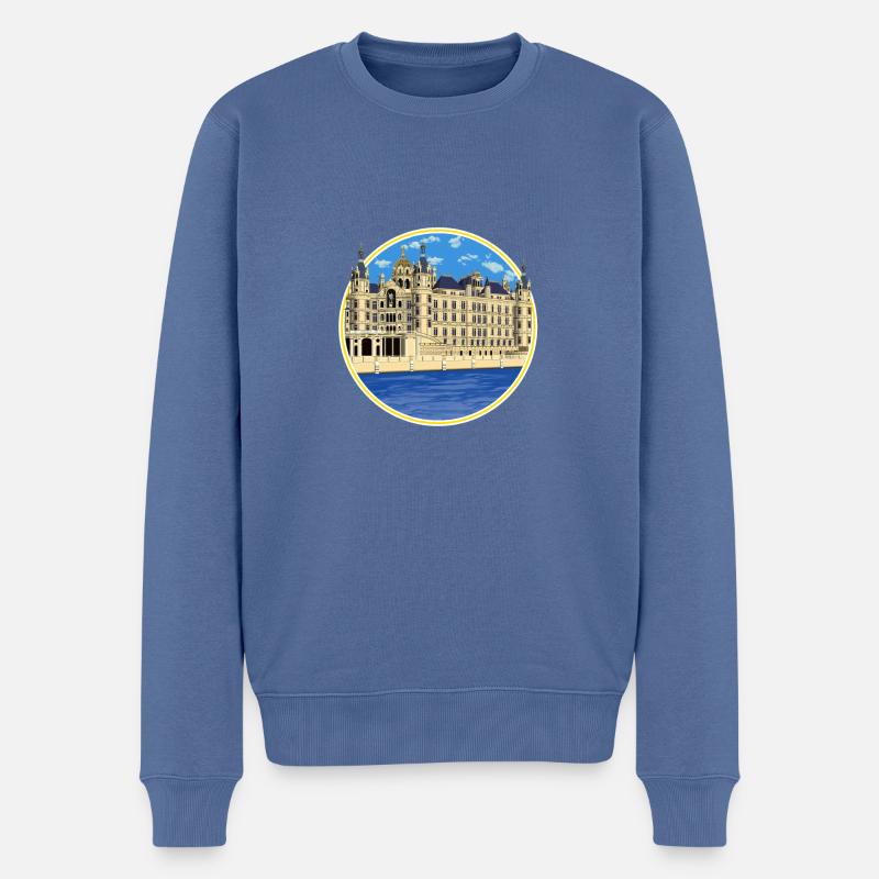 Schweriner Schloss - Männer Premium Bio Pullover - Taubenblau