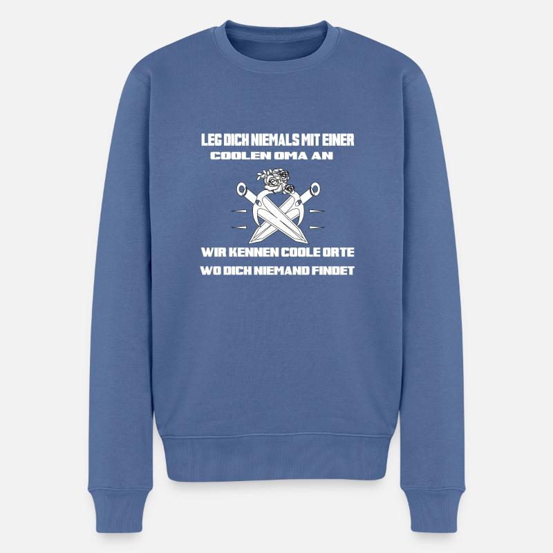 Leg dich Nie mit einer Coolen Oma an - Männer Premium Bio Pullover - Taubenblau