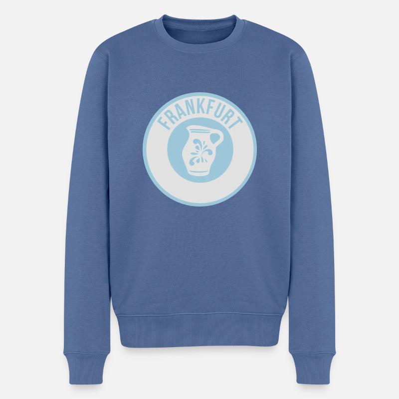 Frankfurt - Bembel - Männer Premium Bio Pullover - Taubenblau