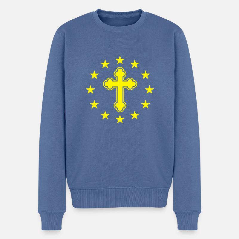 Christliches Europa - Männer Premium Bio Pullover - Taubenblau